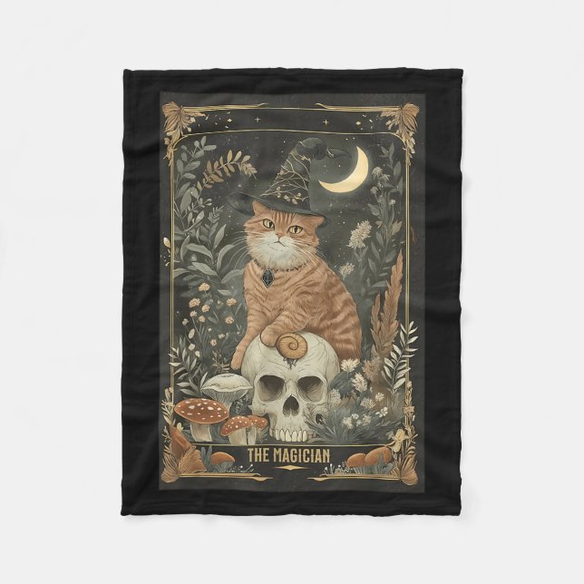 Hexchy Niedlich Cat Tarot Card Gothic Cotattecore  Fleecedecke (Vorderseite)
