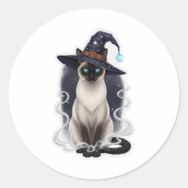 Hexchy Siamese - Halloween Sleek Cat Runder Aufkleber