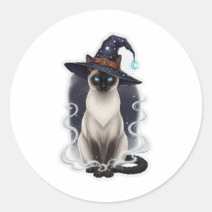 Hexchy Siamese - Halloween Sleek Cat Runder Aufkleber