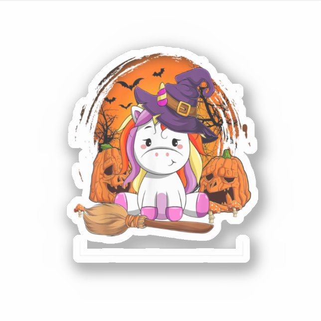 Hexchy Unicorn Halloween Pumpkin Niedliches Hallow Aufkleber (Vorderseite)