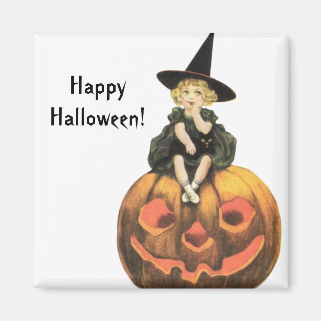 Hexchy Woman Vintag Halloween Magnet (Vorne)