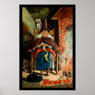 Hexe am Feuerplatz Poster