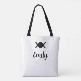 Hexe auf Besen & dreifacher Mond anpassbare Tote-T Tasche