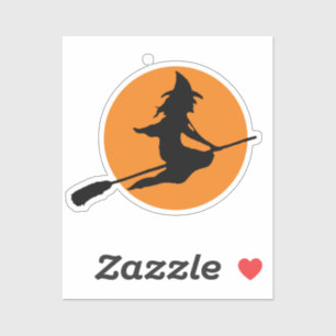Hexe auf Broom-Silhouette Aufkleber