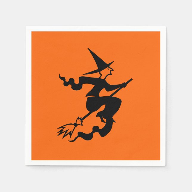 Hexe auf Broomstick Halloween 4Nellie Serviette (Vorderseite)