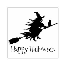 Hexe auf Broomstick Halloween Design Holz Briefmar Gummistempel