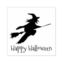 Hexe auf Broomstick Halloween Design Holz Briefmar Gummistempel