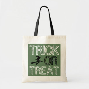 Hexe auf Broomstick, Halloween Tragetasche