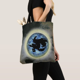 Hexe auf Broomstick Vollmond Tasche