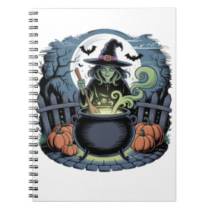 Hexe auf dem Cauldron-Notebook Notizblock