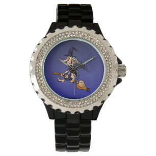 Hexe auf einem Besen Armbanduhr