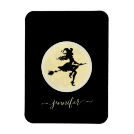 Hexe auf einem Besen personalisiert Magnet