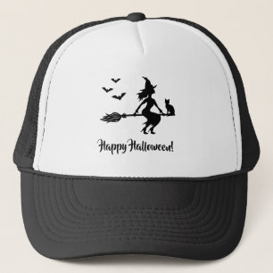 Hexe auf einem braunen Halloween-Silhouette Truckerkappe