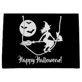 Hexe auf einem schwarzen und weißen Halloween Große Geschenktüte