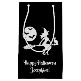 Hexe auf einem schwarzen und weißen Halloween Kleine Geschenktüte