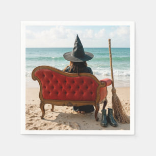 Hexe auf einem Sofa am Meer Serviette