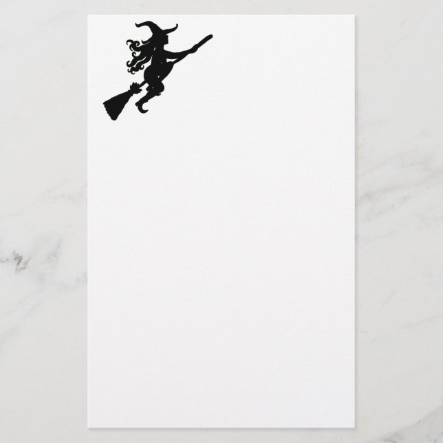 Hexe auf einer Besen-Silhouette Briefpapier (Vorderseite)
