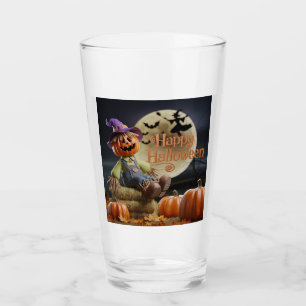 Hexe auf einer Broomstick-Tasse Glas