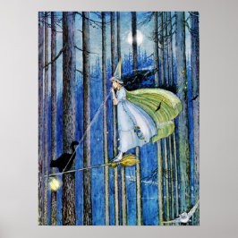 Hexe auf ihrem Brotkleber Poster