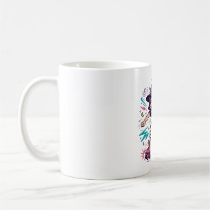 Hexe auf Rollschuhen Retro-Halloween-Kunst Kaffeetasse