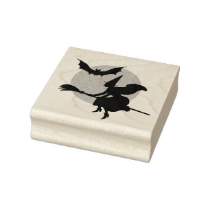 Hexe Bat und Mond Gummistempel