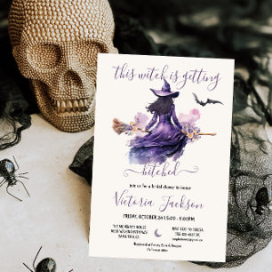 Hexe bekommt Hitched Halloween-Brautparty Einladung