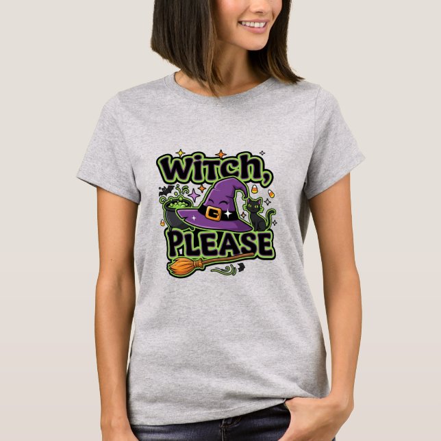 Hexe bitte Halloween T-Shirt (Vorderseite)