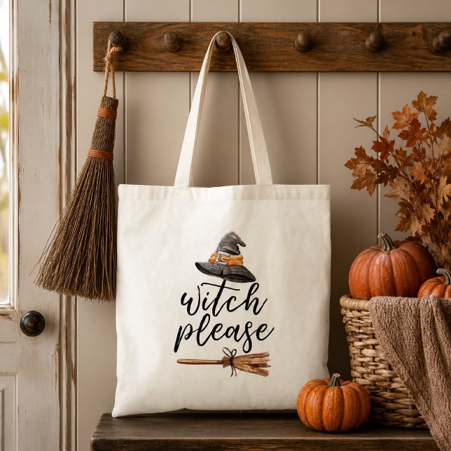 Hexe bitte Halloween Tragetasche (Add a little Halloween attitude to the season with this playful “Witch Please” tote. )