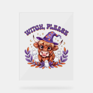 Hexe bitte Highland Cow Halloween Acrylschild