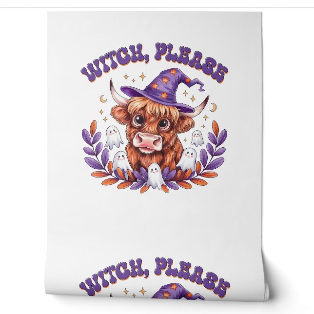 Hexe bitte Highland Cow Halloween Tapete (Abrollen)