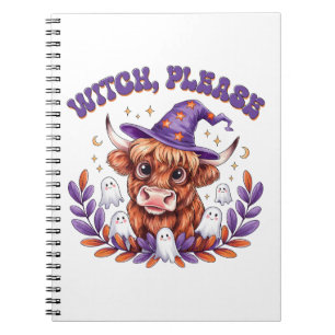 Hexe bitte Highland-Kuh Halloween Notizblock