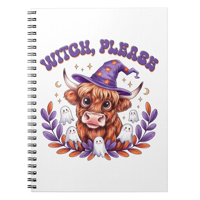 Hexe bitte Highland-Kuh Halloween Notizblock (Vorderseite)