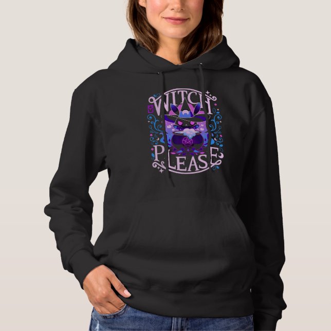Hexe bitte Niedliche schwarze Katze halloween Grap Hoodie (Vorderseite)