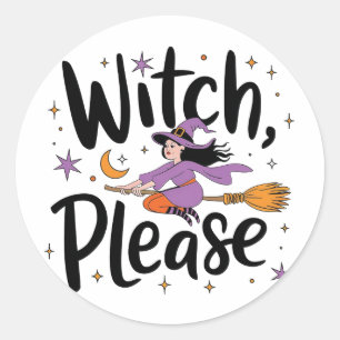 Hexe, bitte - Spaß und nüchternes Halloween-Design Runder Aufkleber