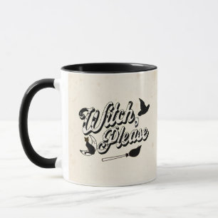 Hexe Bitte, Vintage Halloween Schwarze Katze & Bes Tasse