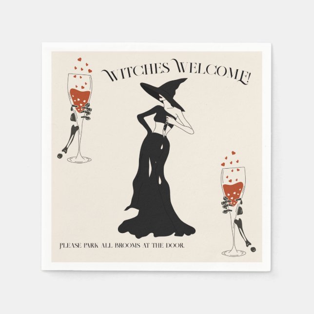 Hexe Bloody Cocktail Hart Skeleton Hand Halloween Serviette (Vorderseite)