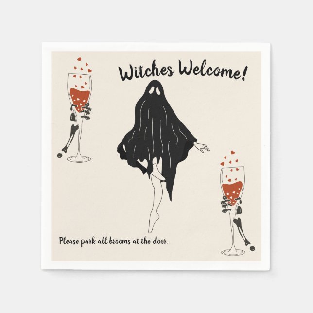 Hexe Bloody Cocktail Hart Skeleton Hand Halloween Serviette (Vorderseite)