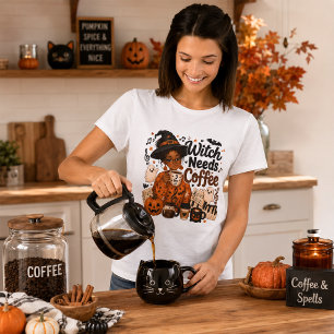 Hexe braucht Kaffeemusiklehrer Halloween T-Shirt