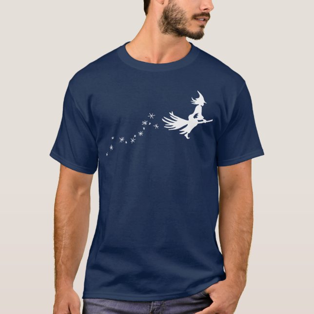 Hexe Broom Halloween Vintag T-Shirt (Vorderseite)