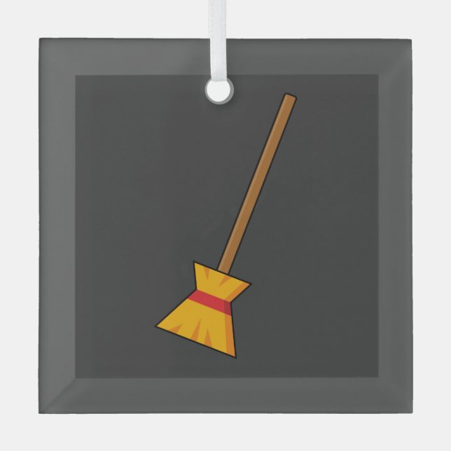 Hexe Broom Ornament Aus Glas (Vorderseite)