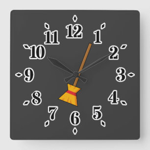 Hexe Broom Quadratische Wanduhr