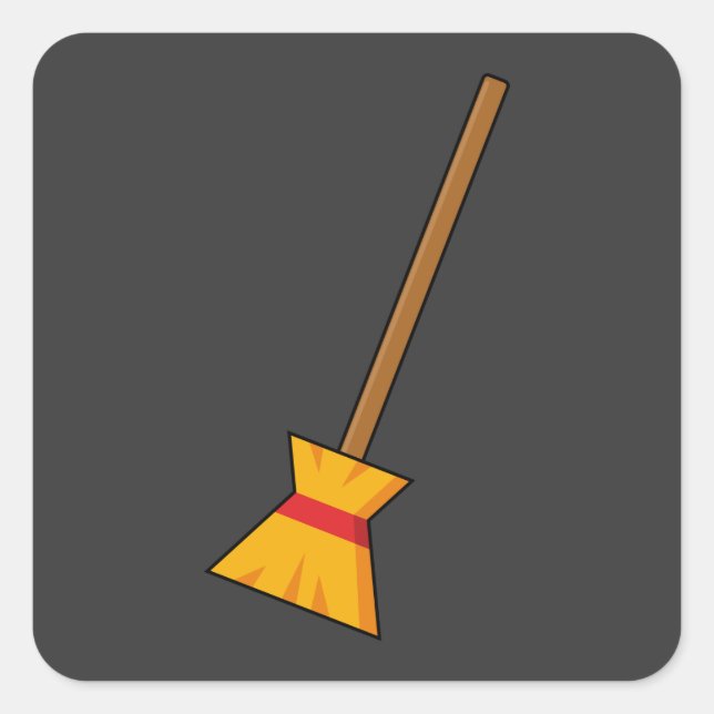 Hexe Broom Quadratischer Aufkleber (Vorderseite)