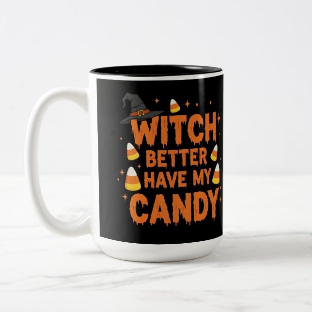 Hexe Candy T-Shirt Zweifarbige Tasse (Links)