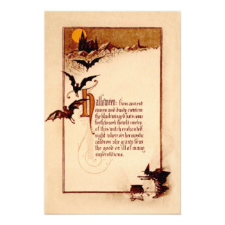 Hexe Cauldron Bat Full Moon Fotodruck