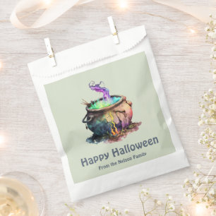 Hexe Cauldron raucht grünes Happy Halloween Geschenktütchen