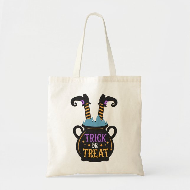 Hexe-Cauldron-Trick oder Treat-Tasche Tragetasche (Vorne)