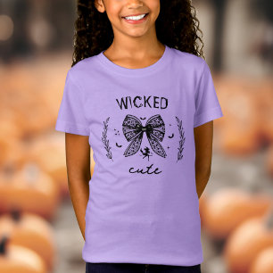 Hexe Coquette Black Bow Halloween Lila Name T-Shirt