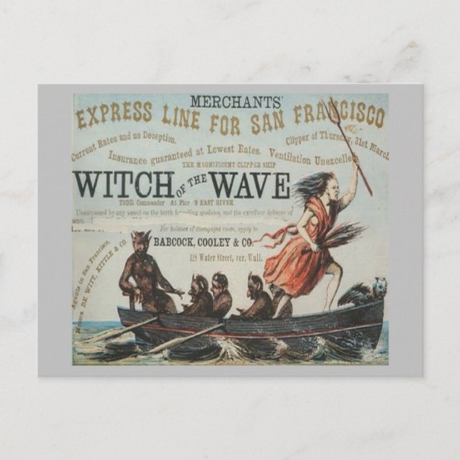 Hexe der Welle Klipper-Segelschiff Postkarte (Vorderseite)