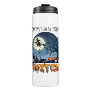 Hexe Don Be Basic Halloween Mondkatze Kürbis_1 Thermosbecher