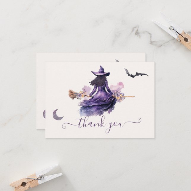 Hexe erhält Hitched Halloween Note Card Einladung (Vorderseite/Rückseite Beispiel)